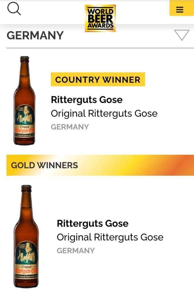 2 x GOLD für Original Ritterguts Gose & Lichtenhainer Ritterguts Weiss