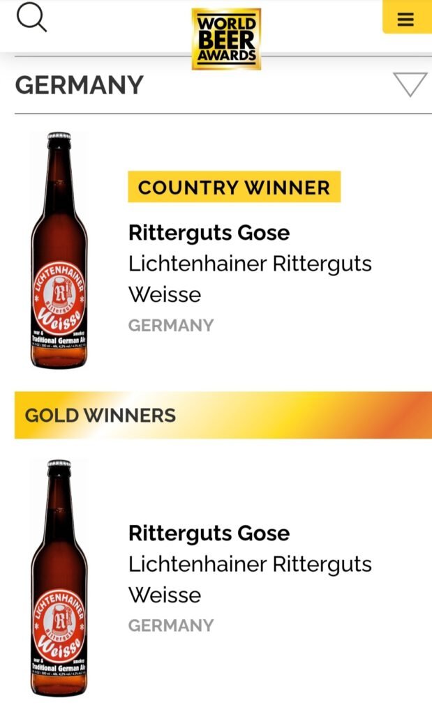 2 x GOLD für Original Ritterguts Gose & Lichtenhainer Ritterguts Weiss